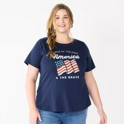 Plus Size Sonoma Goods For Life® Crewneck Patriotic Graphic Tee -Sonoma Goods For Life Shop 5672984 Navy Free Brave
