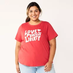 Plus Size Sonoma Goods For Life® Crewneck Patriotic Graphic Tee -Sonoma Goods For Life Shop 5672984 Red Love Peace Liberty
