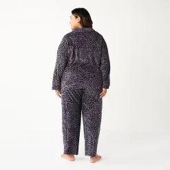 Plus Size Sonoma Goods For Life® Velour Pajama Shirt & Pajama Pants Sleep Set -Sonoma Goods For Life Shop 5675146 ALT