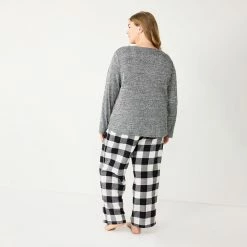 Plus Size Sonoma Goods For Life® Flannel Pajama Pants & Pajama Top Sleep Set -Sonoma Goods For Life Shop 5675638 ALT