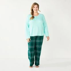 Plus Size Sonoma Goods For LifeĀ® Flannel Pajama Pants & Pajama Top Sleep Set