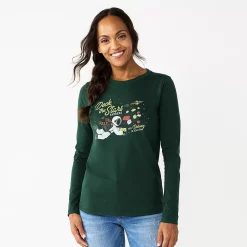 Women's Sonoma Goods For Life® Long Sleeve Christmas Graphic Tee -Sonoma Goods For Life Shop 5676288 Deck The Stars