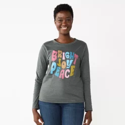 Women's Sonoma Goods For Life® Long Sleeve Christmas Graphic Tee -Sonoma Goods For Life Shop 5676288 Joy Peace
