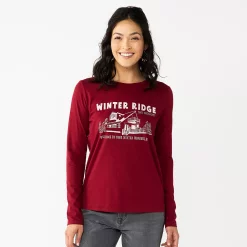 Women's Sonoma Goods For Life® Long Sleeve Christmas Graphic Tee -Sonoma Goods For Life Shop 5676288 Winter Ridge