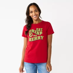 Women's Sonoma Goods For Life® Short Sleeve Christmas Graphic Tee -Sonoma Goods For Life Shop 5686036 Red Green Merry