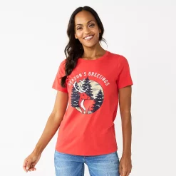 Women's Sonoma Goods For Life® Short Sleeve Christmas Graphic Tee -Sonoma Goods For Life Shop 5686036 Seasons Greeting