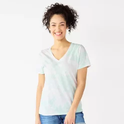 Women's Tall Sonoma Goods For Life® Everyday V-Neck Tee -Sonoma Goods For Life Shop 5686285 Bleach Blue Tie Dye