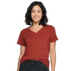 Women's Tall Sonoma Goods For Life® Everyday V-Neck Tee -Sonoma Goods For Life Shop 5686285 Burgandy Rust