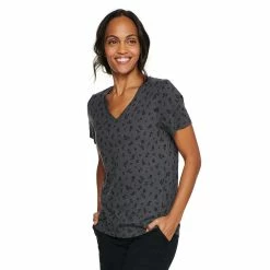 Women's Tall Sonoma Goods For Life® Everyday V-Neck Tee -Sonoma Goods For Life Shop 5686285 Dark Gray Mini Floral