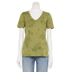 Women's Tall Sonoma Goods For Life® Everyday V-Neck Tee -Sonoma Goods For Life Shop 5686285 Olive Floral