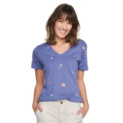 Women's Tall Sonoma Goods For Life® Everyday V-Neck Tee -Sonoma Goods For Life Shop 5686285 Purple Spaced Floral