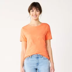 Women's Tall Sonoma Goods For Life® Essential Crewneck Tee -Sonoma Goods For Life Shop 5686288 Apricot Orange