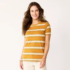 Women's Tall Sonoma Goods For Life® Essential Crewneck Tee -Sonoma Goods For Life Shop 5686288 Gold Dot Stripe