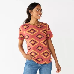 Women's Tall Sonoma Goods For Life® Essential Crewneck Tee -Sonoma Goods For Life Shop 5686288 Mauve Large Geo