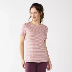 Women's Tall Sonoma Goods For Life® Essential Crewneck Tee -Sonoma Goods For Life Shop 5686288 Mauve Stripe