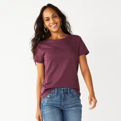 Women's Tall Sonoma Goods For Life® Essential Crewneck Tee -Sonoma Goods For Life Shop 5686288 Plum