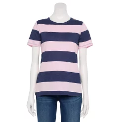 Women's Tall Sonoma Goods For Life® Essential Crewneck Tee -Sonoma Goods For Life Shop 5686288 Purp Navy Rugby Stripe