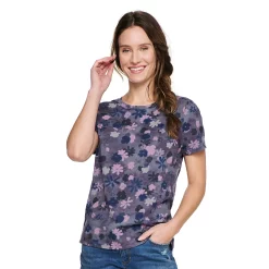 Women's Tall Sonoma Goods For Life® Essential Crewneck Tee -Sonoma Goods For Life Shop 5686288 Purple Abstract Floral