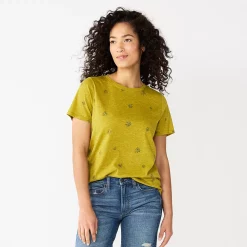 Women's Tall Sonoma Goods For Life® Essential Crewneck Tee -Sonoma Goods For Life Shop 5686288 Yellow Green Floral