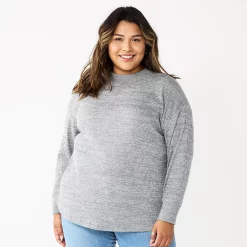 Plus Size Sonoma Goods For Life® Mockneck Waffle Top -Sonoma Goods For Life Shop 5686673 Captivate Grey