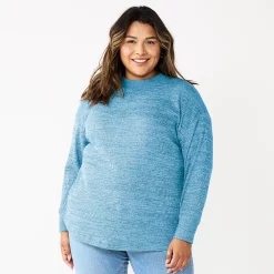 Plus Size Sonoma Goods For Life® Mockneck Waffle Top -Sonoma Goods For Life Shop 5686673 Navy
