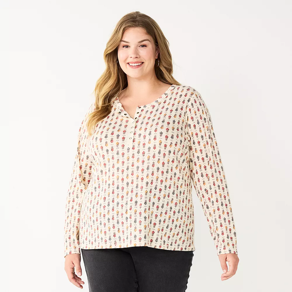 Plus Size Sonoma Goods For Life® Essential Long Sleeve Henley Top 4 Plus Size Sonoma Goods For Life® Essential Long Sleeve Henley Top - Image 4