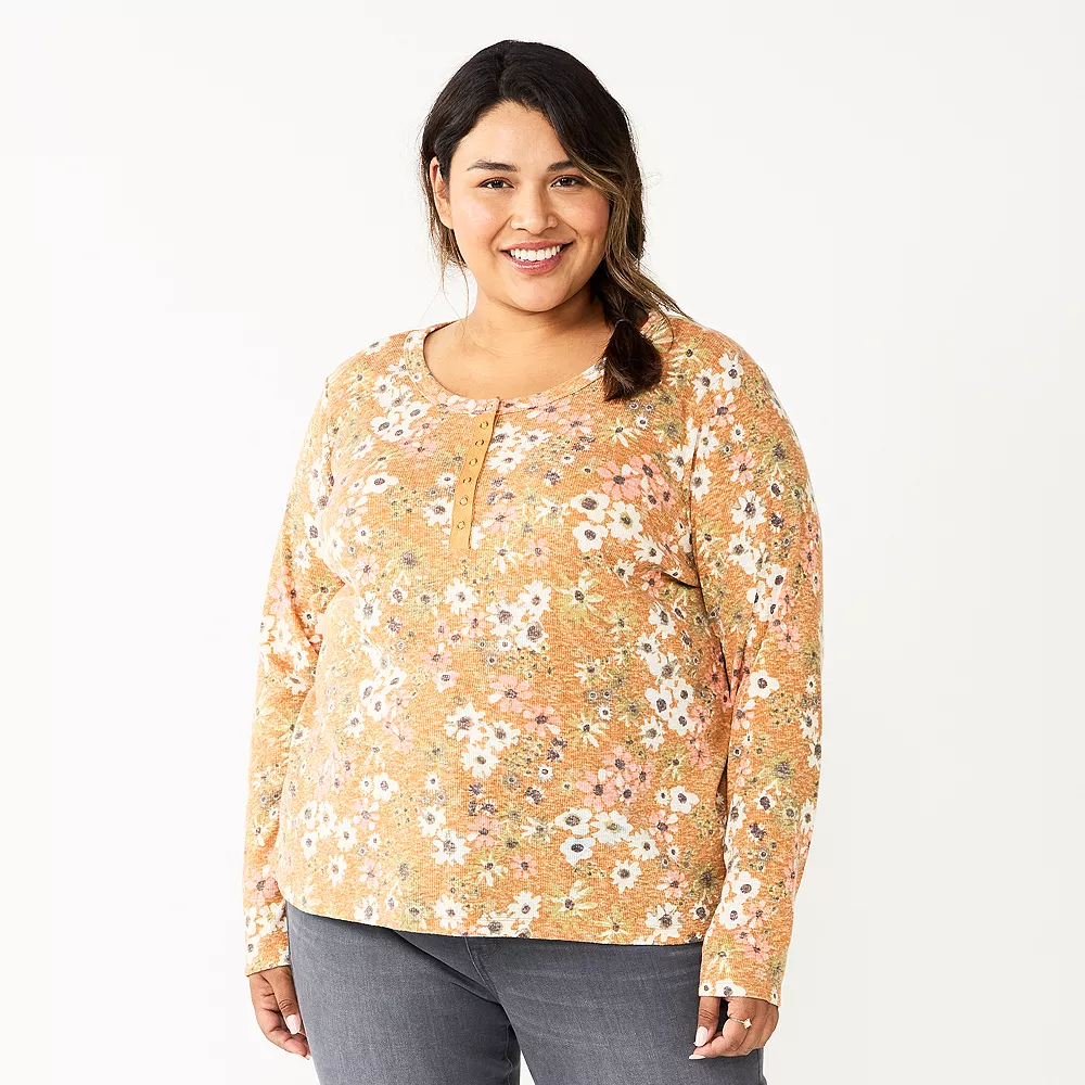 Plus Size Sonoma Goods For Life® Essential Long Sleeve Henley Top 3 Plus Size Sonoma Goods For Life® Essential Long Sleeve Henley Top - Image 3