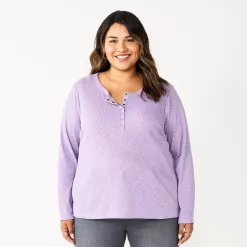 Plus Size Sonoma Goods For Life® Essential Long Sleeve Henley Top 12 Plus Size Sonoma Goods For Life® Essential Long Sleeve Henley Top -Sonoma Goods For Life Shop 5690602 Light Purple