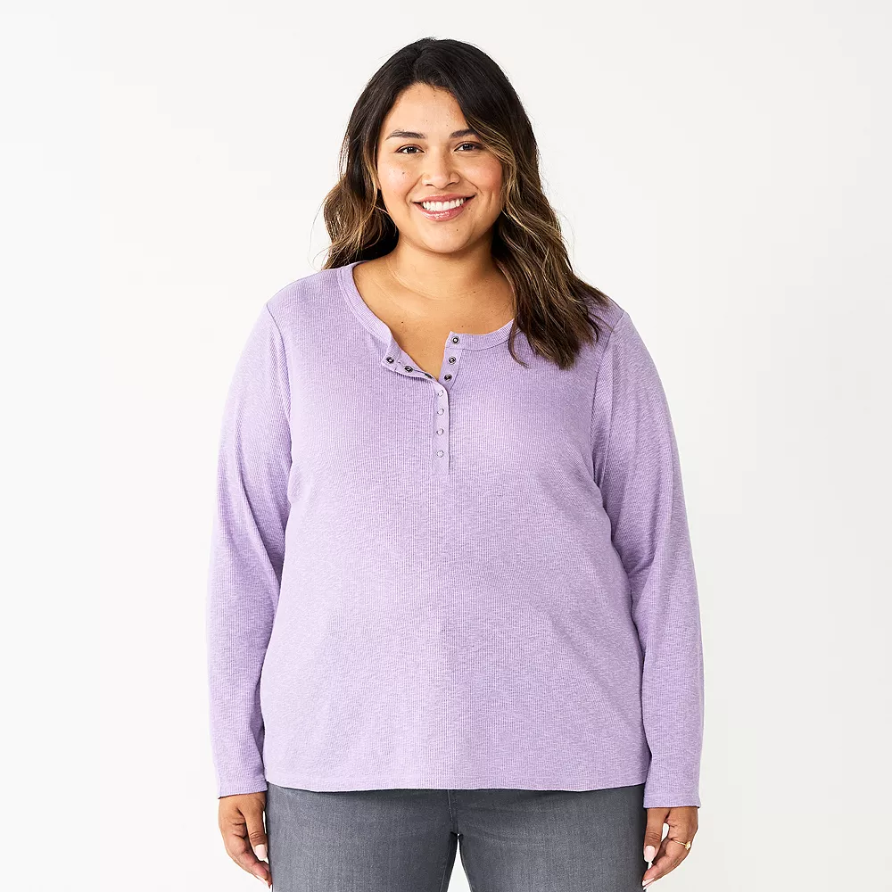 Plus Size Sonoma Goods For Life® Essential Long Sleeve Henley Top 6 Plus Size Sonoma Goods For Life® Essential Long Sleeve Henley Top - Image 6