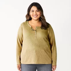 Plus Size Sonoma Goods For Life® Essential Long Sleeve Henley Top 11 Plus Size Sonoma Goods For Life® Essential Long Sleeve Henley Top -Sonoma Goods For Life Shop 5690602 Olive