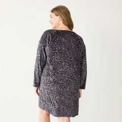 Plus Size Sonoma Goods For Life® 2-pc. Long Sleeve Crewneck Sleepshirt & Socks Set -Sonoma Goods For Life Shop 5690616 ALT