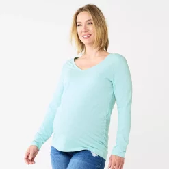 Maternity Sonoma Goods For Life® Essential Long Sleeve V-Neck Tee -Sonoma Goods For Life Shop 5691532 Blue