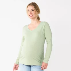 Maternity Sonoma Goods For Life® Essential Long Sleeve V-Neck Tee -Sonoma Goods For Life Shop 5691532 Green