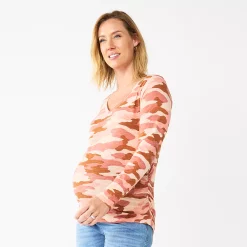 Maternity Sonoma Goods For Life® Essential Long Sleeve V-Neck Tee -Sonoma Goods For Life Shop 5691532 Pink Camo