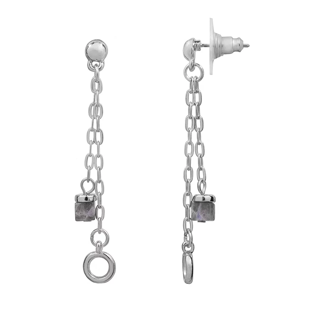 Sonoma Goods For Life® Silver Tone Nickel Free Semi-Precious Chain Drop Earrings 1 Sonoma Goods For Life® Silver Tone Nickel Free Semi-Precious Chain Drop Earrings