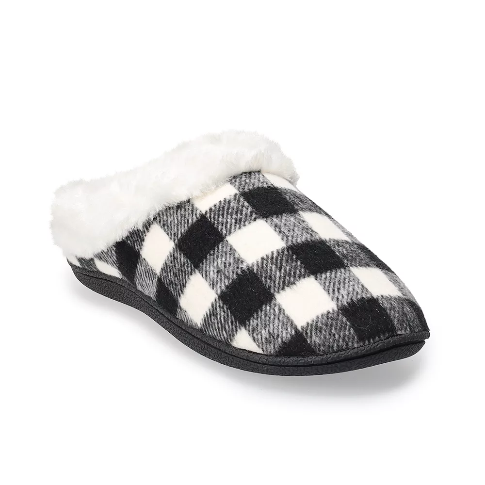 Women's Sonoma Goods For Life® Faux Fur Buffalo Plaid Clog Slippers 1 Women's Sonoma Goods For Life® Faux Fur Buffalo Plaid Clog Slippers