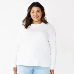 Plus Size Sonoma Goods For Life® Everyday Crewneck Long Sleeve Top -Sonoma Goods For Life Shop 5714078 White