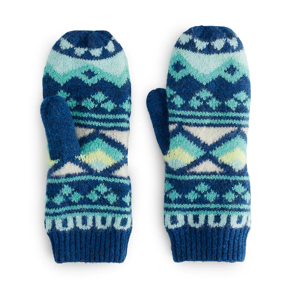 Women's Sonoma Goods For Life® Fairisle and Solid Lined Mittens 1 Women's Sonoma Goods For Life® Fairisle and Solid Lined Mittens