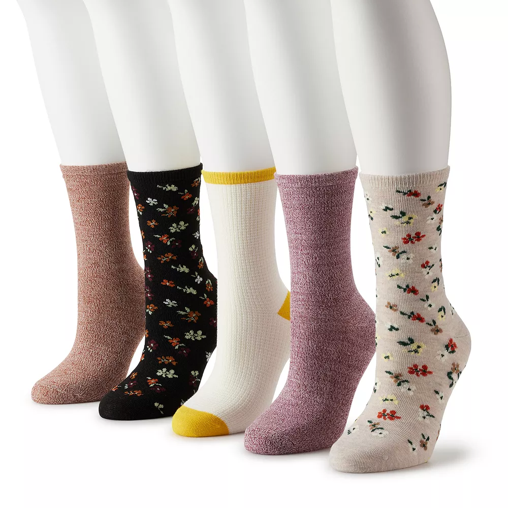 Sonoma Goods For Life® 5 Pack Floral Crew Socks 1 Sonoma Goods For Life® 5 Pack Floral Crew Socks