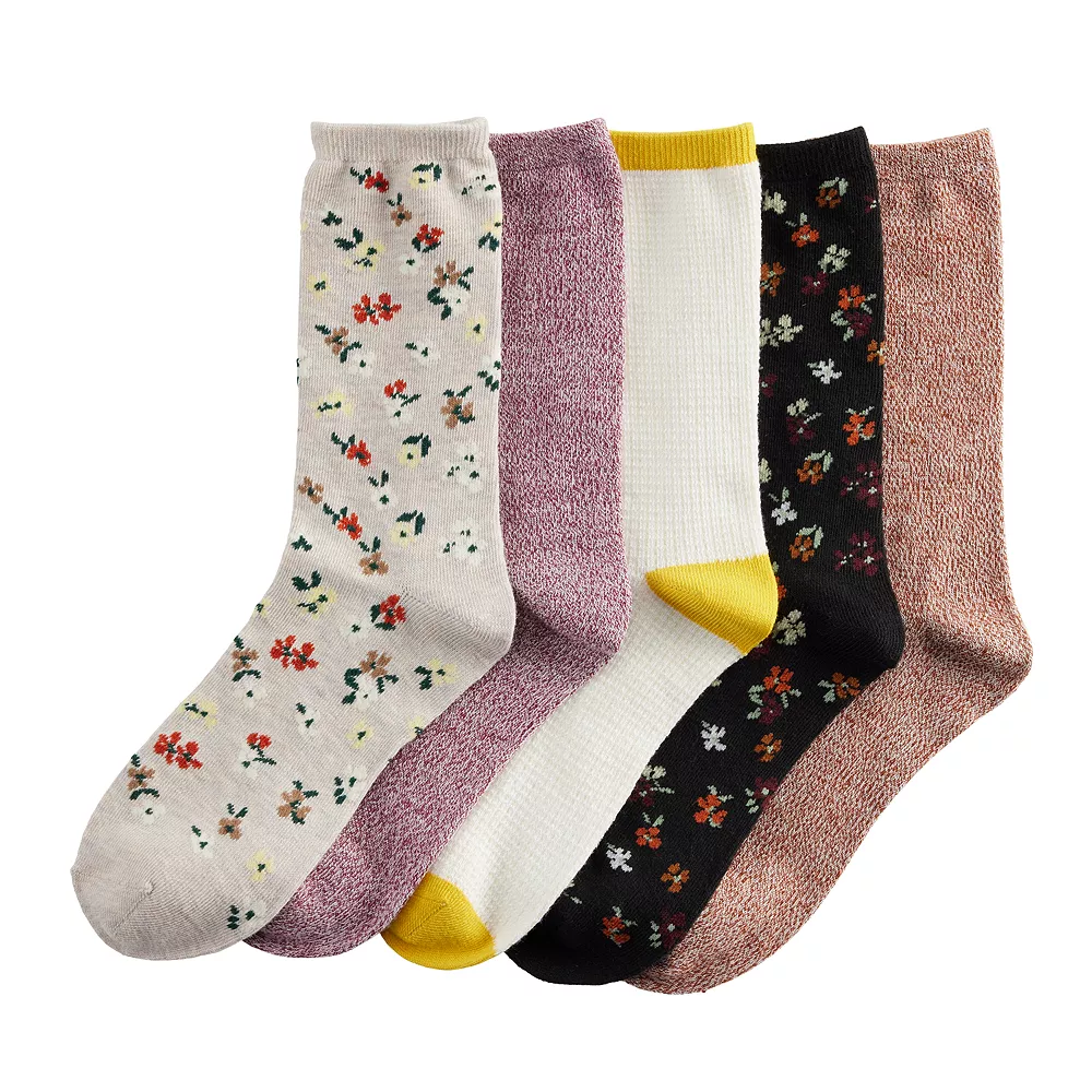 Sonoma Goods For Life® 5 Pack Floral Crew Socks 2 Sonoma Goods For Life® 5 Pack Floral Crew Socks - Image 2