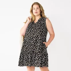 Women's Sonoma Goods For Life® Tiered Sleeveless Dress -Sonoma Goods For Life Shop 5746171 Black Floral