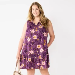 Women's Sonoma Goods For Life® Tiered Sleeveless Dress -Sonoma Goods For Life Shop 5746171 Plum Floral