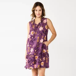 Petite Sonoma Goods For Life® Tiered Sleeveless Dress -Sonoma Goods For Life Shop 5746247 Plum Floral