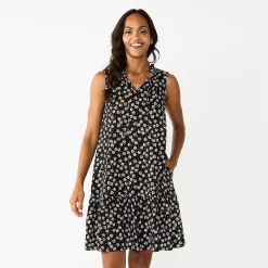 Women's Sonoma Goods For Life® Tiered Sleeveless Dress -Sonoma Goods For Life Shop 5748599 Black Floral