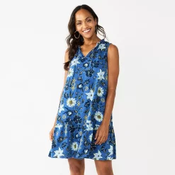 Women's Sonoma Goods For Life® Tiered Sleeveless Dress -Sonoma Goods For Life Shop 5748599 Blue Floral