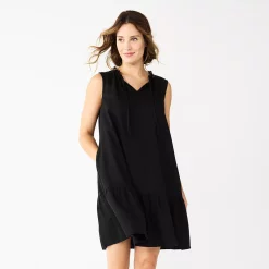 Women's Sonoma Goods For Life® Tiered Sleeveless Dress -Sonoma Goods For Life Shop 5748599 Pitch Black