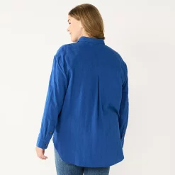 Plus Size Sonoma Goods For Life® Relaxed Button Down Shirt -Sonoma Goods For Life Shop 5761363 ALT