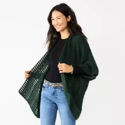 Women's Sonoma Goods For Life® Open Knit Kimono -Sonoma Goods For Life Shop 5796217 Pine Green