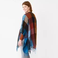 Women's Sonoma Goods For Life® Spokane Plaid Topper With Fringe -Sonoma Goods For Life Shop 5796222 ALT