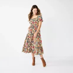 Women's Sonoma Goods For Life® Smocked Tiered Midi Dress 9 Women's Sonoma Goods For Life® Smocked Tiered Midi Dress -Sonoma Goods For Life Shop 5804206 Multi Floral